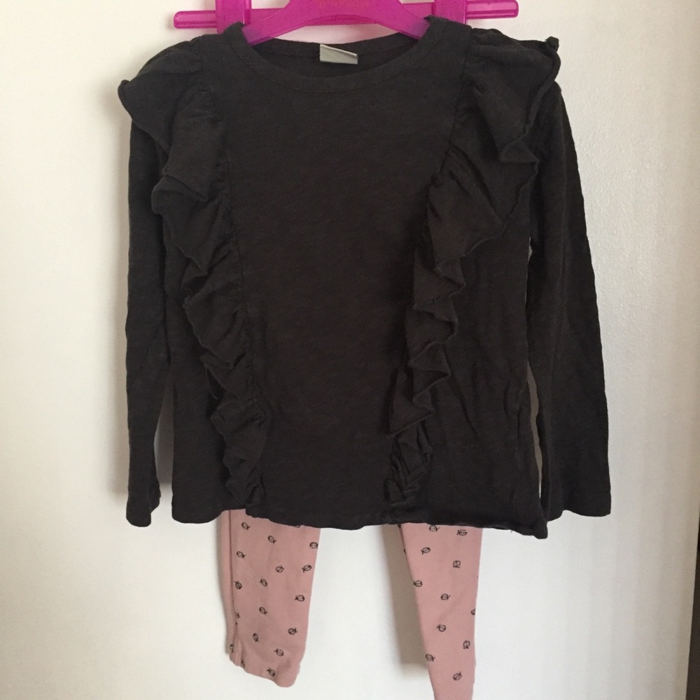 Zara girls ruffle top and legging set